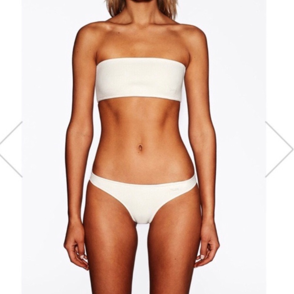 COPY - Traingl white strapless bikini bathing suit